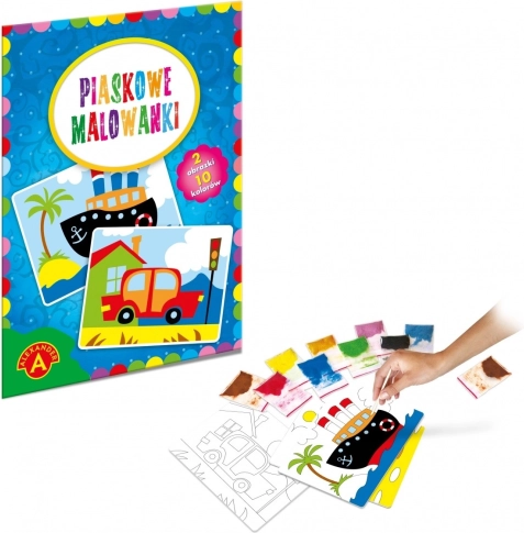 Peščene slike - ladja, avto