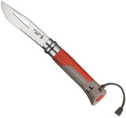 Opinel No.08 Outdoor Inox Red – pocket knife with whistle