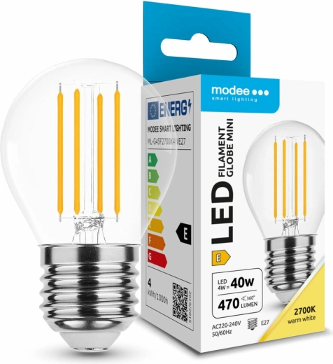 Modee LED žarnica s filamentom Globe Mini G45 E27 4 W 430 lm toplo bela