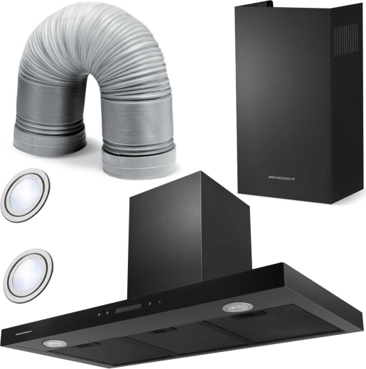 Kuhinjska napa s dimnikom 90 cm črna Berdsen