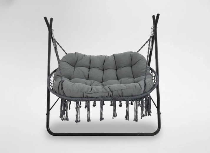 Viseči gugalni stol za dva Poly – antracitno ogrodje in blazina