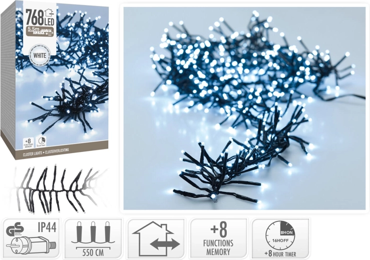 Christmas LED lights 5.5 m with cool white light and timer