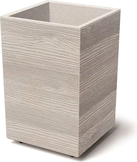 Plastično korito Madera Square Eco Wood 38,5 × 38,5 × 37 cm – bel eko lesni dekor