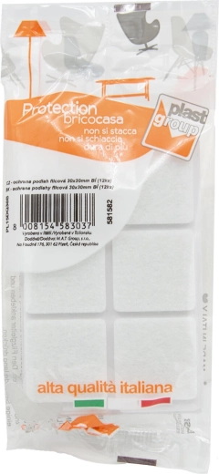 Filcni samolepilni podložki za pohištvo 30 × 30 mm, bela (12 kos)