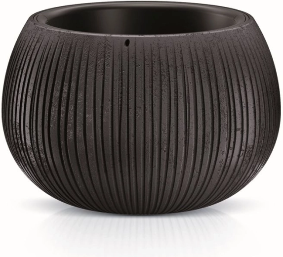 Cvetlični lonec Beton Bowl z notranjim vložkom 37 cm – črn
