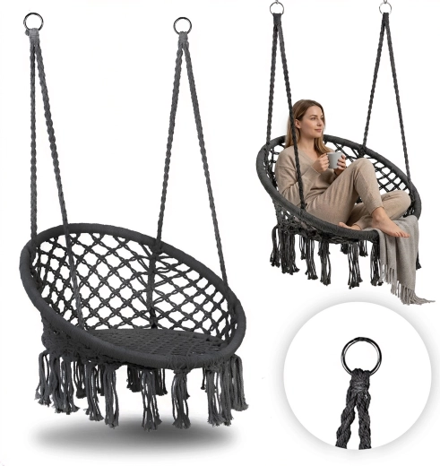 Viseči boho stol za vrt, sivi, MultiGarden