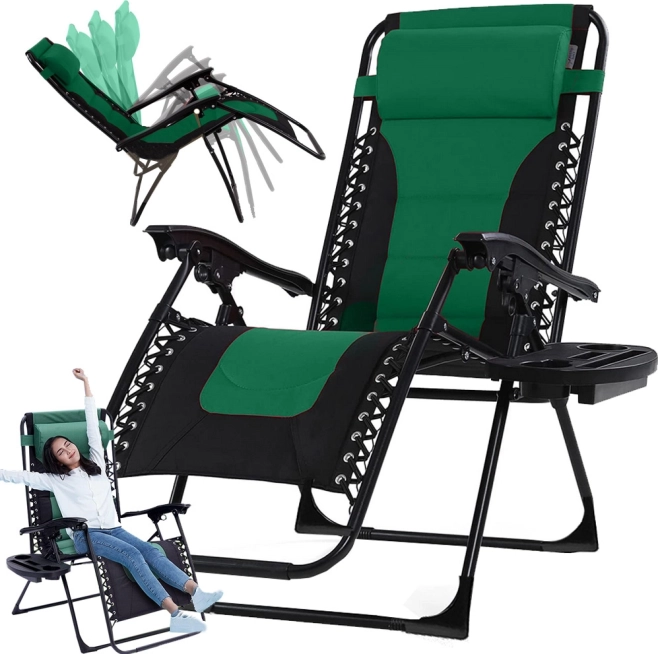 Zložljiv vrtni ležalnik Gravity s stransko mizico