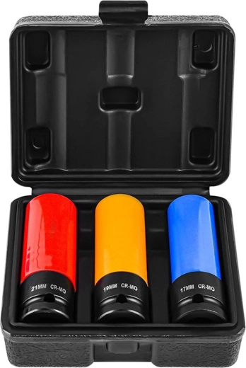 Renew force komplet udarnih nasadnih nastavkov za alu platišča 1/2" 17/19/21 mm (Cr-Mo) z zaščitnim etuijem