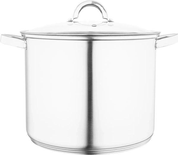 Visok lonec Fabio iz nerjavnega jekla s steklenim pokrovom 28 cm, 12,5 l