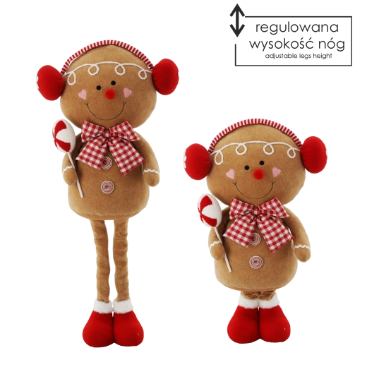 Christmas Gingerbread Man Ciastek with Ear Flaps and Telescopic Legs