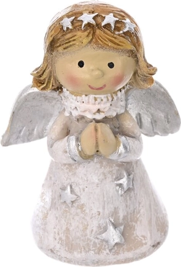 Angel iz polyresina v molitveni pozi v sivi barvi