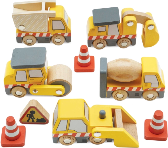 Le Toy Van leseni komplet gradbenih vozil za otroke