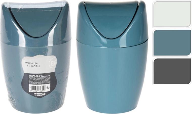 Namizni nihajni koš za odpadke 1,5 l, plastičen, okrogel