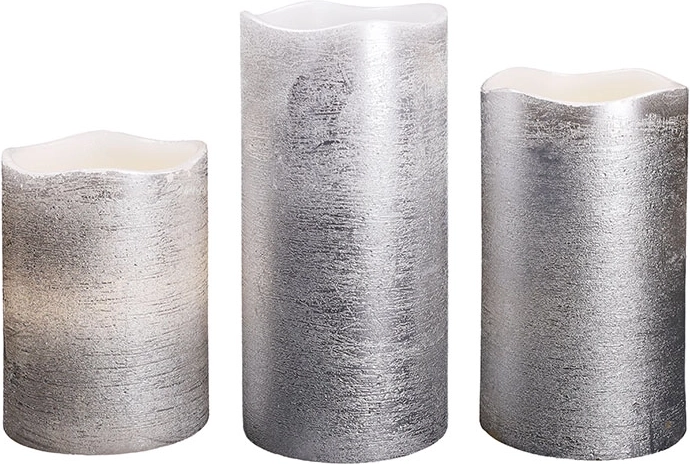 Solight LED candle set made of real wax, silver, 3 pcs