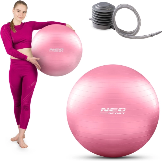 Fitnes žoga 55 cm rožnata s pumpico NEO SPORT