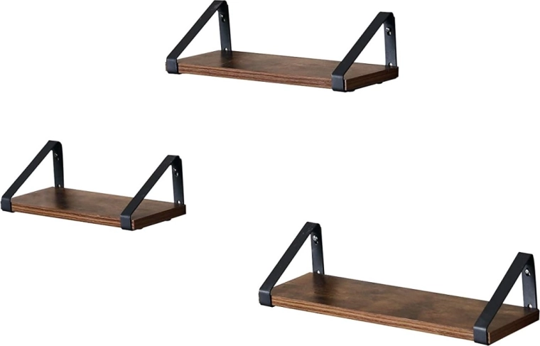 Komplet 3 lesenih visečih polic Loft