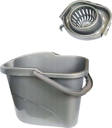 Ovalno vedro s ožemalnikom 15 l, srebrno