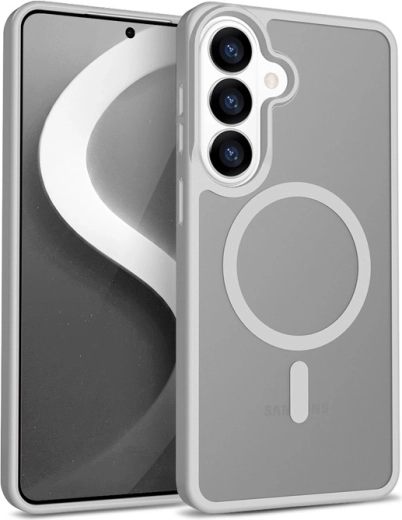 Hibridno mat magnetno ohišje z MagSafe za Samsung Galaxy S26 – sivo
