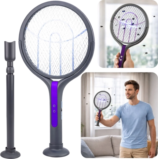 električna teleskopska muholovka 2v1 z lampo proti komarjem