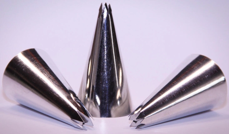 Set nazobčanih dekorirnih nastavkov mali, 3 kosi, pocinkan pločevinast, št. 5