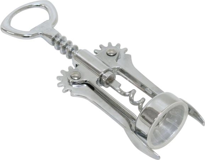 Odpirač za vino s krilci TORO, krom, srebrn