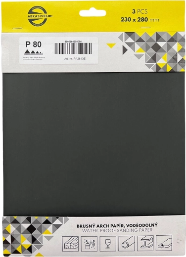 Vodoodporen brusni papir za mokro brušenje, zrnatost 280, 230 × 280 mm (3 kosi)