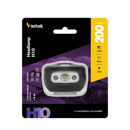 Tehnična naglavna svetilka MT-H10 z belimi in rdečimi LED, 200 lm