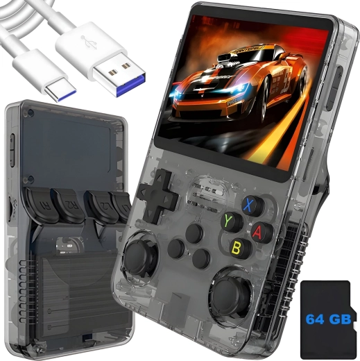 Prenosna retro igralna konzola Renew Force R36S črna 64 GB z ArkOS 2.0