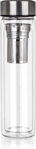 Dvojstenska steklena steklenica za čaj in infuzije 500 ml s cedilom DOBLO