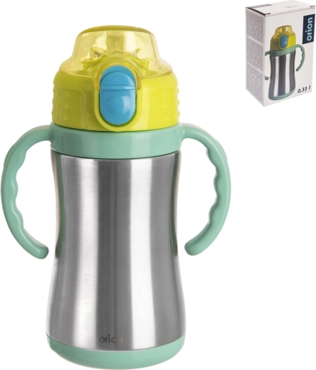 Nerjaveča termovka s slamico 330 ml, zelena