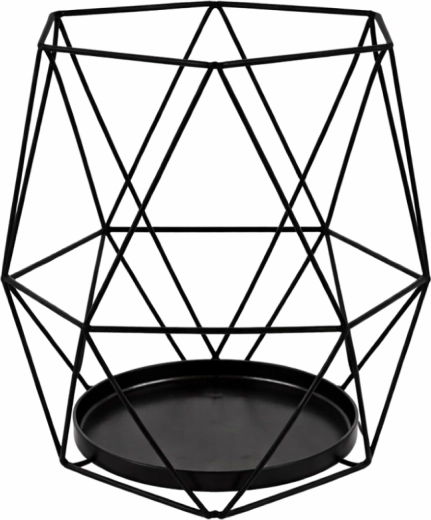Kovinska geometrijska laterna za svečo, črna, 15 × 15 × 18 cm