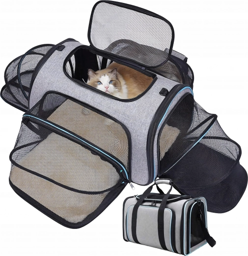 Raztegljiva transportna torba za mačko in psa do 8 kg z ventilacijo
