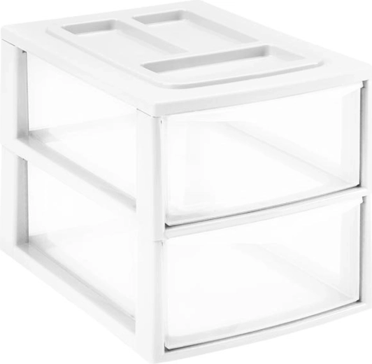 Plastični regal z dvema predaloma 38 × 27 × 26 cm