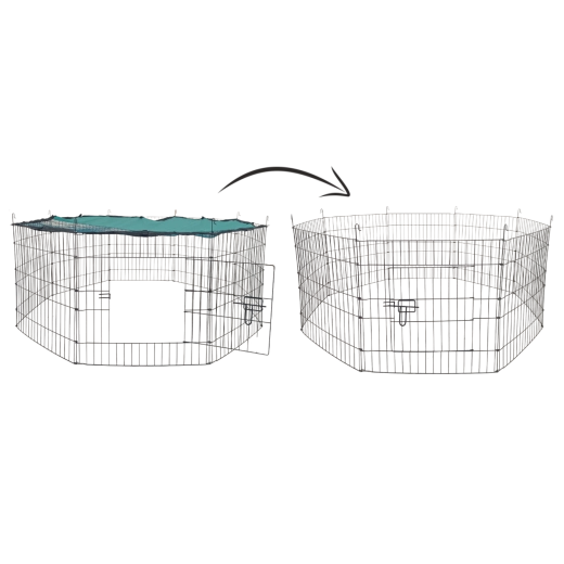 Zunanja ograda za živali s senčilno mrežo, 8 panelov 56 × 57 cm