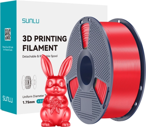 Sunlu PLA+ Silk filament for pro 3D printing, red