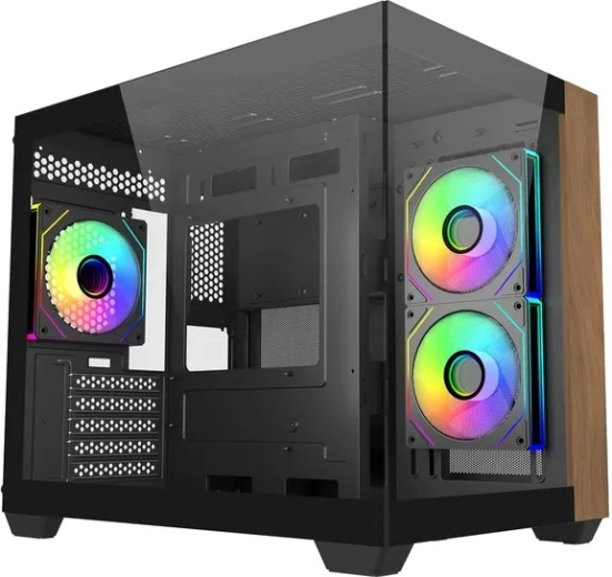 Elite 481 Wood mATX PC ohišje z 270° panoramskim steklom