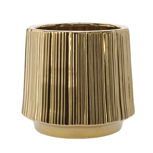 Keramični okrasni lonec za rože 44 × 44 × 40 cm, zlata črtasta izvedba