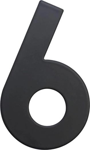 Hišna številka 6, 75 mm, nerjaveče jeklo, mat črna