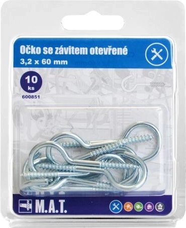 Kavelj z navojem 60 × 3,2 mm, pocinkan (10 kos)