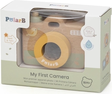 Lesena otroška kamera s kalejdoskopom