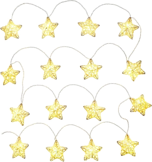 Retlux natural star LED string lights, 16 LEDs
