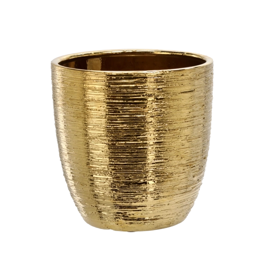Keramični okrasni lonec za rože 25 × 25 × 25 cm, zlati