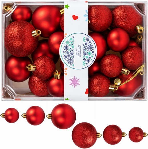 Glossy unbreakable Christmas ornaments - set of 26 pieces