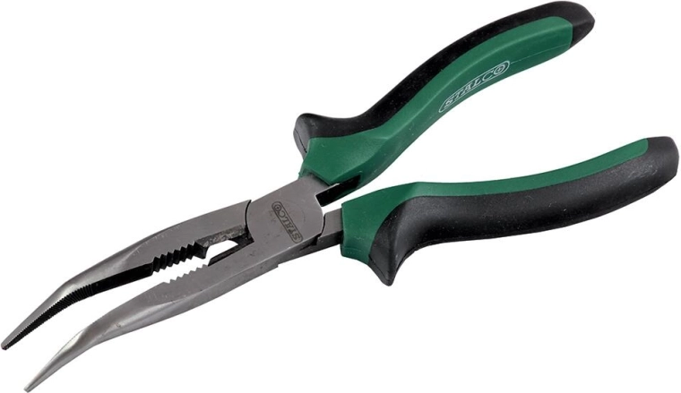 Klešče z dolgimi ukrivljenimi čeljustmi 200 mm STALCO