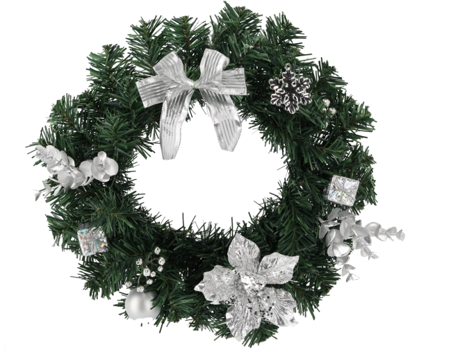 Srebrn božični venec 30 cm