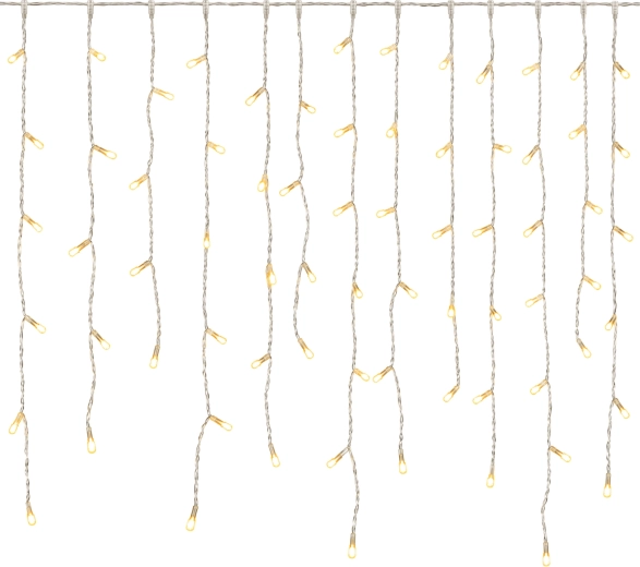 Christmas LED icicle light curtain, 96 LEDs, warm white, USB, 3.5 m