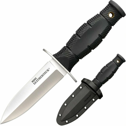 Cold Steel Mini Leatherneck Double Edge – majhen nož za vrat 9 cm, črn, Kraton, tok Secure-Ex