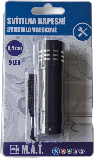 Žepna aluminijasta LED svetilka 9 LED, črna, 8,5 cm