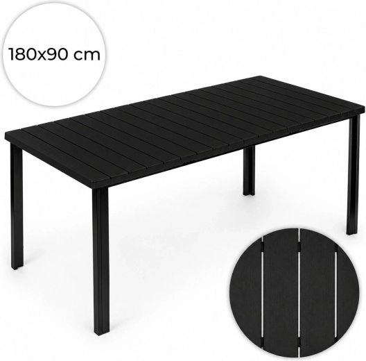 Vrtna miza MultiGarden 180 × 90 cm za 6–8 oseb, črna