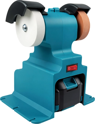 Akumulatorski namizni brusilnik z dvojnim kolutom, 2× bateriji